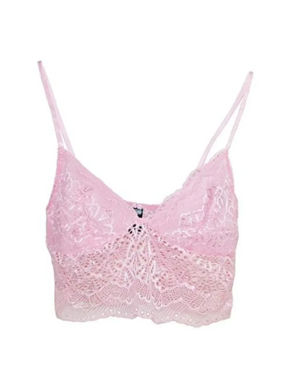Rene Rofe Pink Lace Bralette S Removable Harness Longline Lingerie Boudoir Y2K